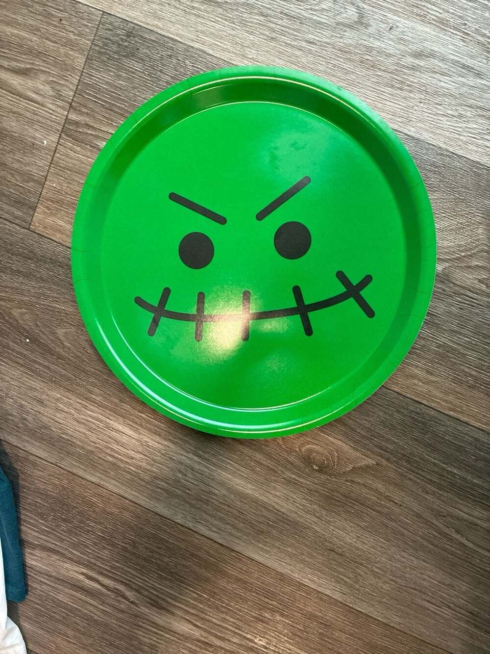 IKEA Kustfyr Halloween Serving Tray Green Spooky Face 12.5"